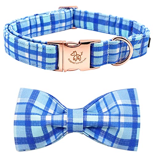 Dog Collar with Bow (Blue Plaid / Medium (Pack of 1))