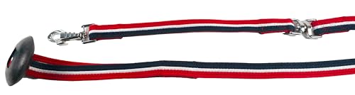 Lunge Line for Horses Cotton Horse Lunge Line with Bolt Snap & Rubber Stop (Red White & Blue / 24')