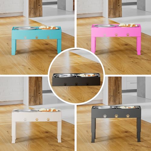 Elevated Dog Bowls with 2 Stainless Steel Bowls (For Medium Large Dogs / Apricot)