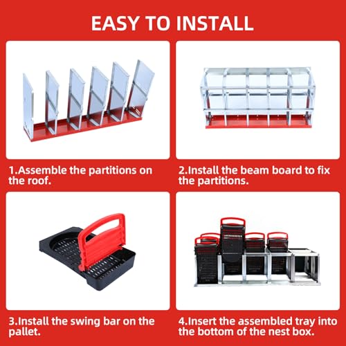 Chicken Nesting Box (Red- 8 compartment)