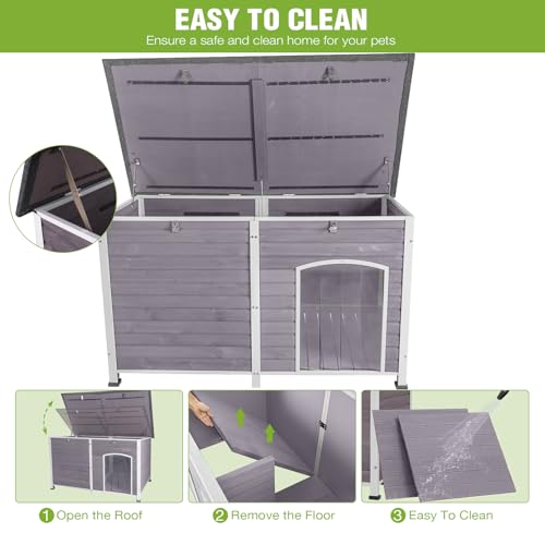 Extra Large Heated Dog House Insulated Outdoor Dog House XXL Weatherproof Dog Shelter with Safe Heating Pad