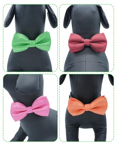 8 Pack Dot Dog Bowties for Large Dogs Slide on Collar (M/L)