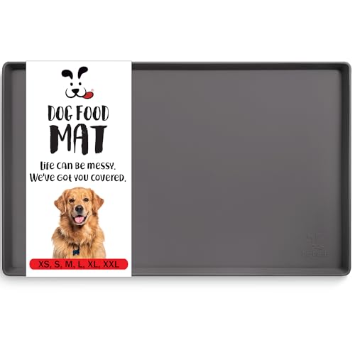 Dog Food Mat Waterproof Dog Bowl Mat for Food and Water (Medium: 21" x 14" / Shadow)