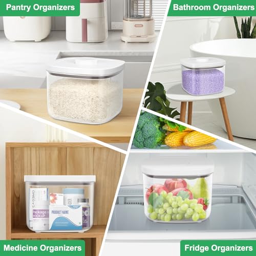 Large Airtight Food Container 5.28 Qt with Pop Up Lid & Measuring Cup (White/Clear / 5.28 Qt-Pop)