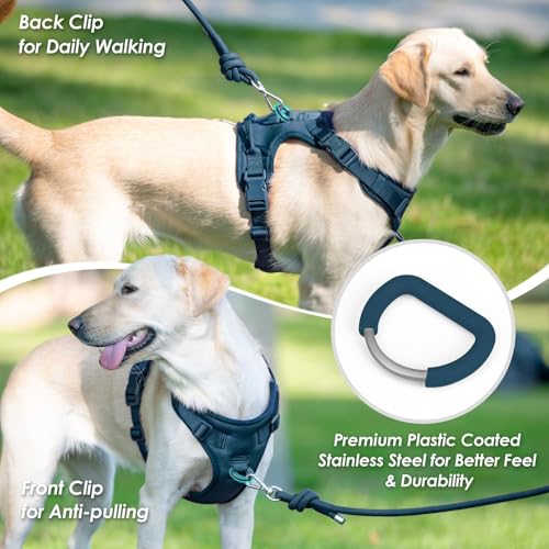 No Pull Dog Harness for Large Sized Dogs Puppy Vest No Choke (Prussian Blue / L(Neck:20.9-31.5", Chest:24.8-37.4"))