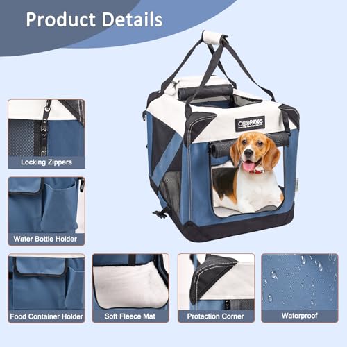 3 Door Soft Dog Crates Kennel (6-Lake Blue)