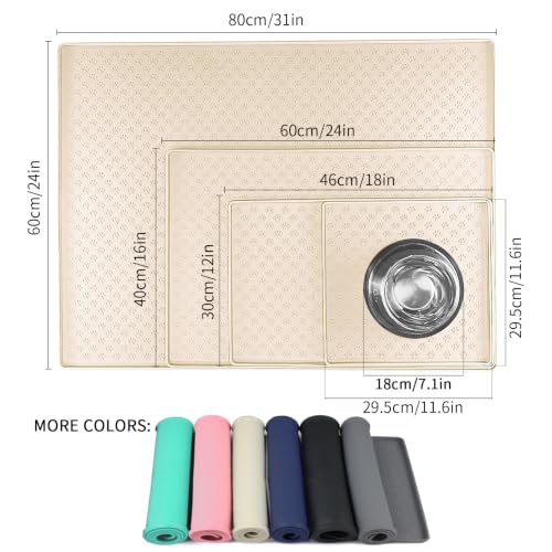 2 Pack Silicone Pet Placemat for Dog and Cat (24.5"L x 16.5"W - 2 Pack / Beige)