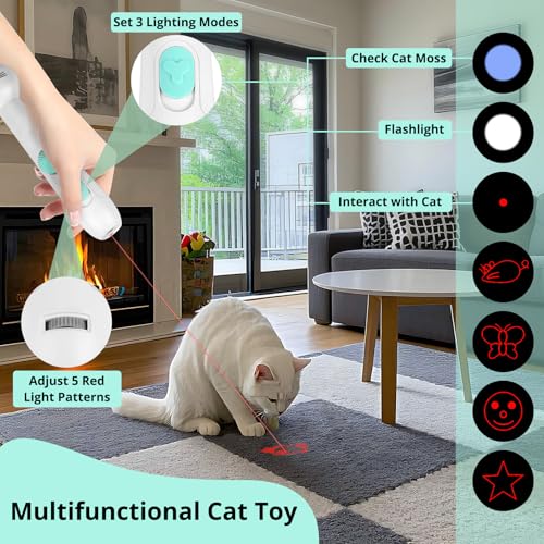 Cat Toys Retractable Pole Wand Toy with Feather for Indoor Cats (1pc red light with fish pole)