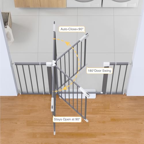 29.7 54.2" Wide Baby Gate (Gray / 29.7"-54.2" W x 30.5" H)