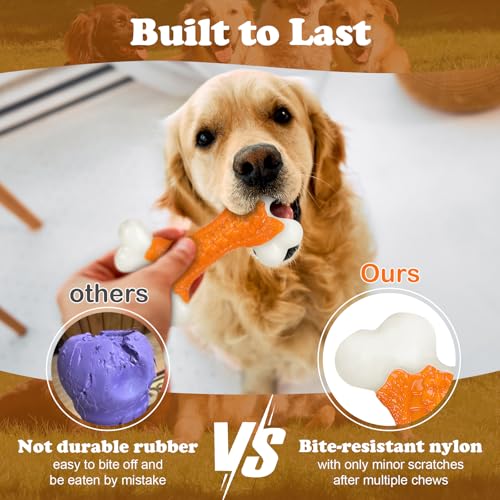 Indestructible Dog Toys for Aggressive Chewers (1PC-Peanut Butter-Orange)