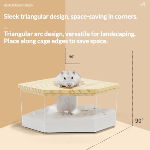 Clear Acrylic Hamster Sand Bath Box with Wood Lid Pet Sandbox (D Small)