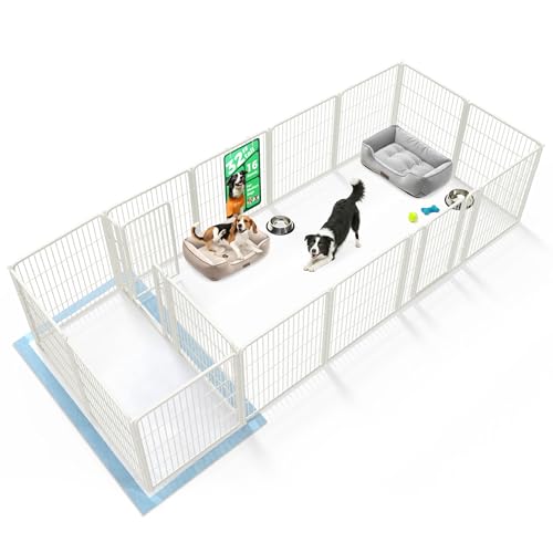 Homeplus Indoor Dog Playpen with Divider Connectors (White / 32"H)
