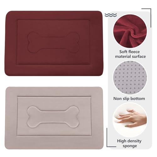 Dog Bed Large Crate Mat 42 in Non (42.0"L x 28.0"W x 1.2"Th / Dark Red)