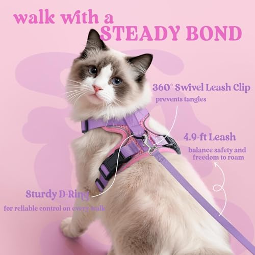 Cat Harness and Leash Set (Xxs / Pink & Light Purple)