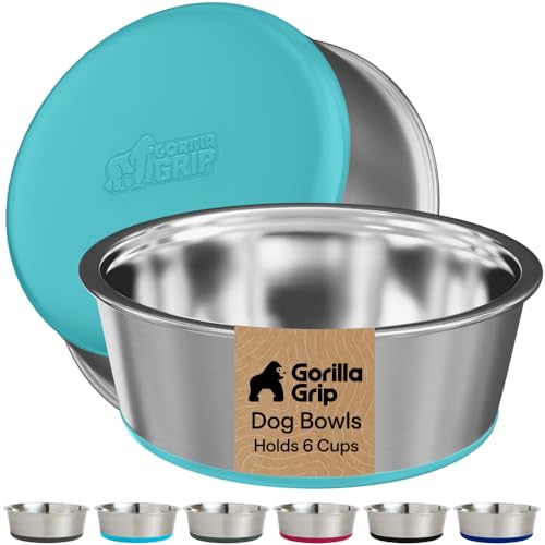 Dog Bowls Food Grade Stainless Steel (Turquoise / 6 Cup (Set of 2))