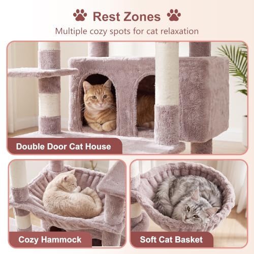 Tall Cat Tree for Large Cat (Rosy Brown / 75.2 inch)