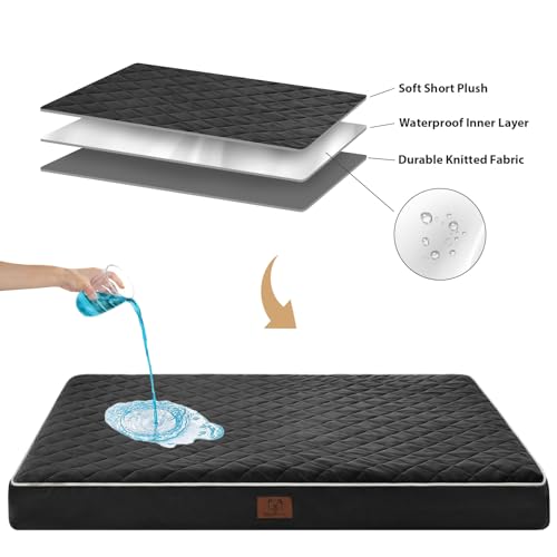 Orthopedic Waterproof Dog Bed Medium for Comfy Sleeping (black / 30"L x 20"W x 3"Th)