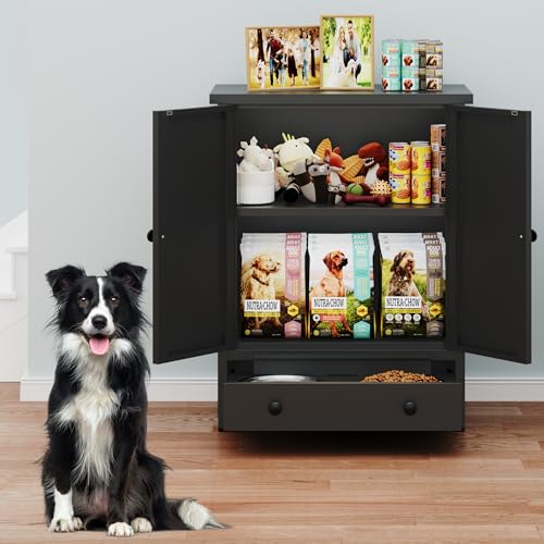 Dog Feeding Station with Storage (Black)