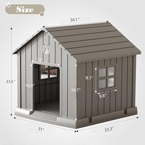 Dog House Outdoor Indoor (Grey / 31" L × 33.3" W × 33.5" H)