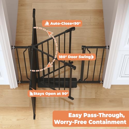 Baby Gate Auto Close (Black / 29-40"Wide, 28"Tall)