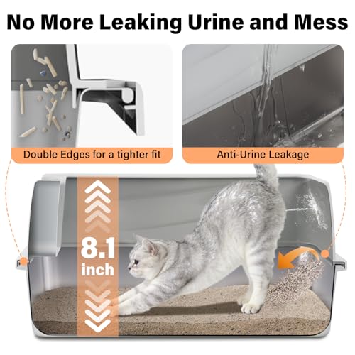 Stainless Steel Litter Box with Lid (S:17.5x13.6x8inch with Lid)