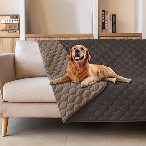 Waterproof Pet Blanket for Bed (52x82 Inch (Pack of 1) / Dark Coffee/Light Coffee)