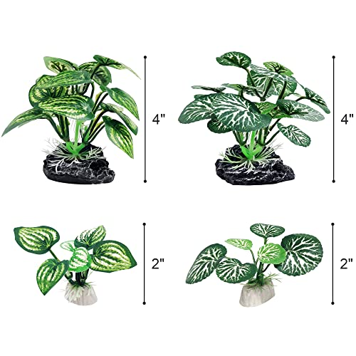 4PCS Aquarium Plants Betta Fish Tank Decorations Small Size Soft Faux Silk Aquarium for Hiding Fish Reptil (A-4pcs Set/Green)