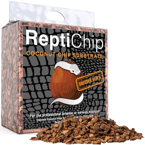 ReptiChip Reptile Substrate Coconut Chip Bedding 72 Quart Compressed Organic Coco Husk Block for Snake Habitat (1 Breeder Block)