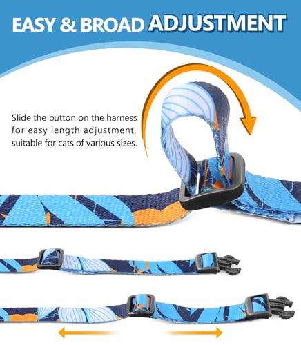 Cat Harness and Leash Set (Hawaii Blue / Medium (8-18 lb))