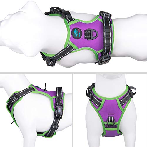 No Pull Dog Harness Medium Reflective Front Clip Vest with Handle (Purple / Medium)