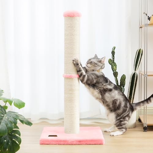 34" Tall Cat Scratching Post with Sisal Rope for Indoor Cats Pink (Pink)