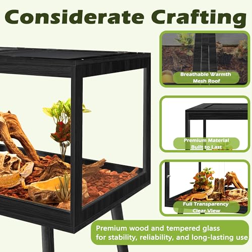 Bearded Dragon Tank with Legs (Black / 26Gallons, 23inch)