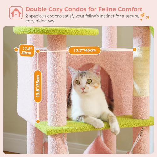 Pink 70” Cat Tree with Hammock (Large-70 inches / Pink)