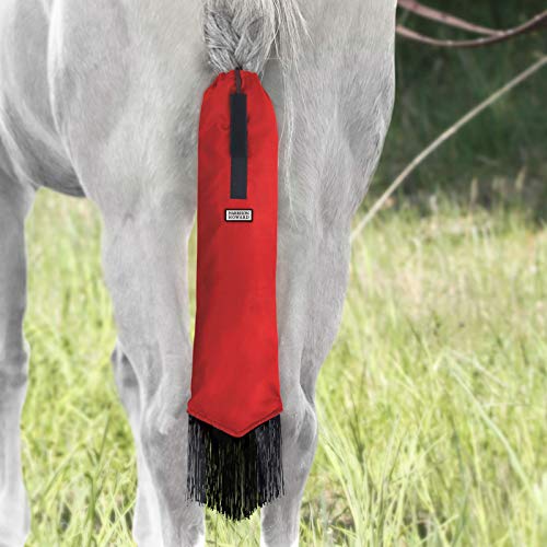 Smooth Lightweight Adjustable Fastener Nylon Horse Tail Bag with Fringe (Scarlet Red)