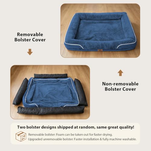 Waterproof Orthopedic Dog Bed for Large and Extra Large Dogs (Navy / 42"L x 30"W x 7.5"Th)