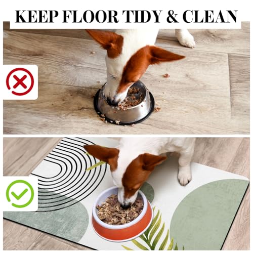 Dog Food Mats for Floors (Boho Green / S(12"×20"))