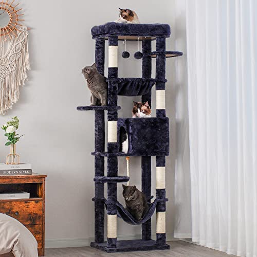 Cat Tree for Large Cats 20 lbs (Smoky Gray / 69 inch)