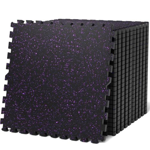 0.79" Thick Gym Flooring for Home Gym (Black/Purple / 96 Sq Ft (24 Tiles))