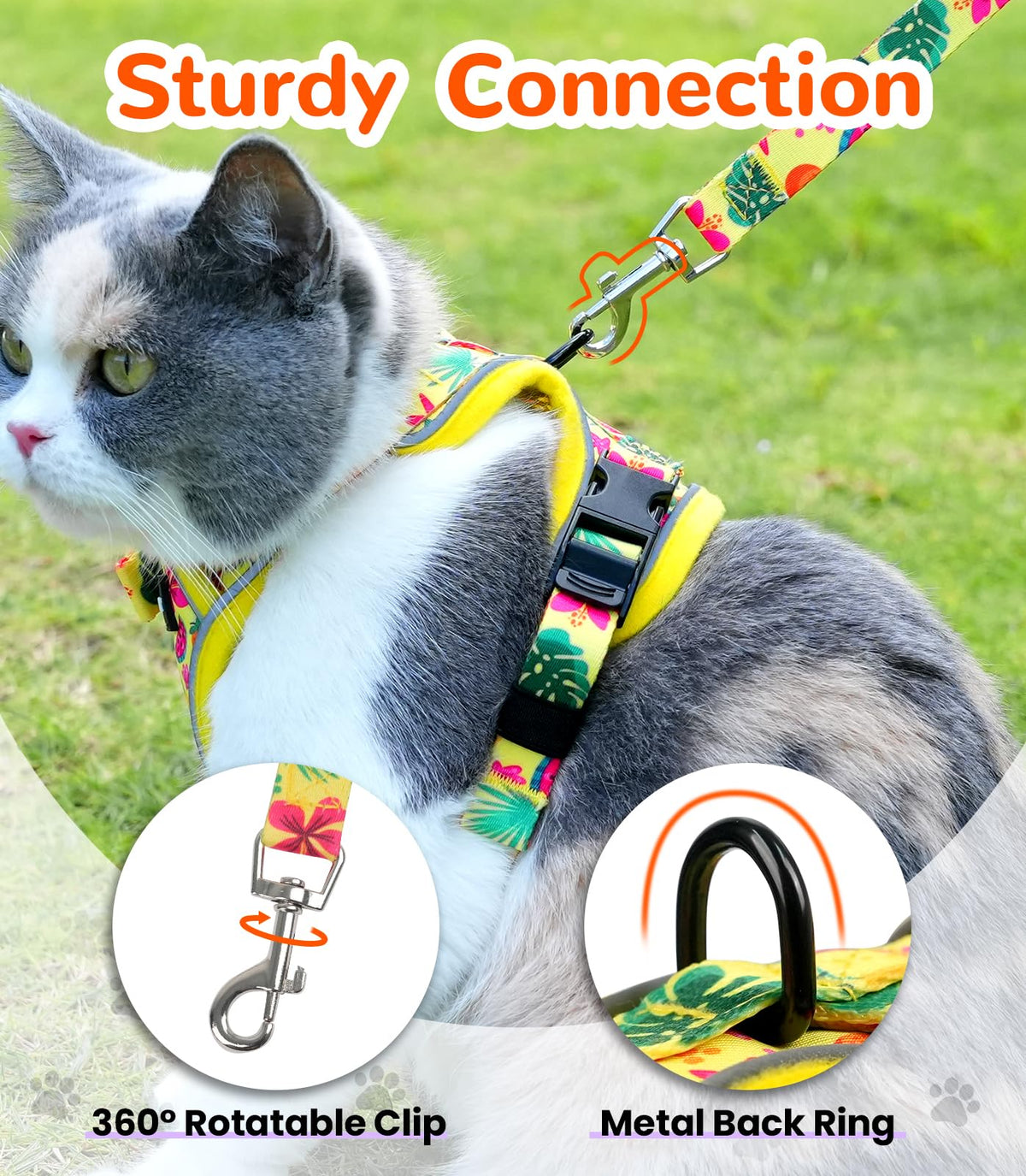 Cat Harness and Leash Set (H604 Pro Bright Yellow / X-Small (4-6lb))
