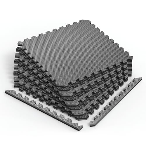 Reversible Gym Exercise Mats 3 (Gray/Black / 8 Tiles - 32 Sq. Ft.)