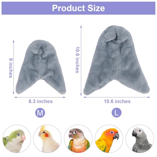Cozy Bird Blanket Parrot Cage Snuggle Hut Warm Bird Nest House Bed Hanging Hammock for Parakeet Cockatiel Conure African Grey (Medium / Grey)
