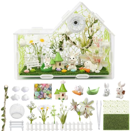 Acrylic Jumping Spider Enclosure Kit 27PCS with Decor (white-Pastoral)