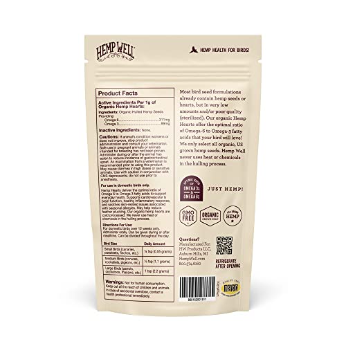 Organic Hemp Hearts for Birds (8 Ounces)