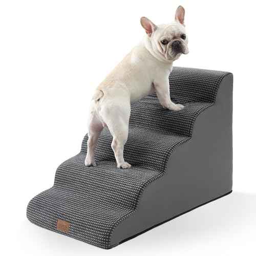 Extra Wide Dog Stair for Small Dog (Charcoal Grey / Extra Wide:19.7"x33"x22.4")