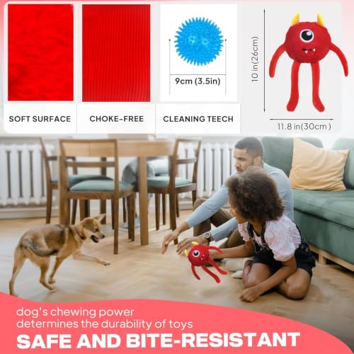 Dog Toys for Aggressive Chewers (M/L / Red)