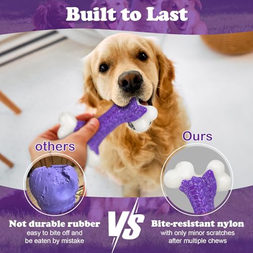 Indestructible Dog Toys for Aggressive Chewers (1PC-Bacon-Purple)