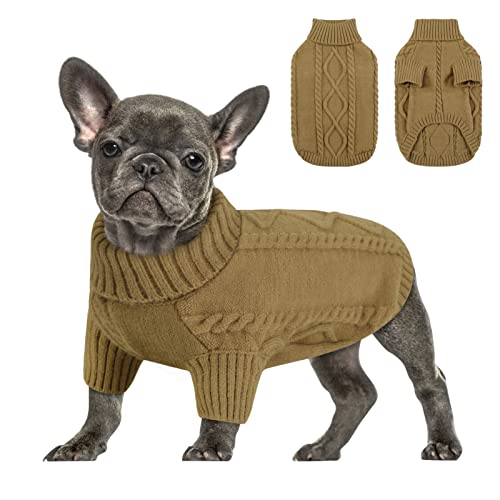 Small Dog Sweater for Small Dogs Boy (X-Small / Light Brown)