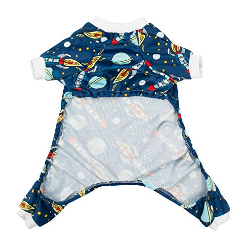 Small Dogs Outfit Soft Puppy Onesies Pjs Dog Pajamas Pet Coat Cat Apparel Comfy Doggie Jumpsuit Bodysuit for All Seasons (Rocket / Large)