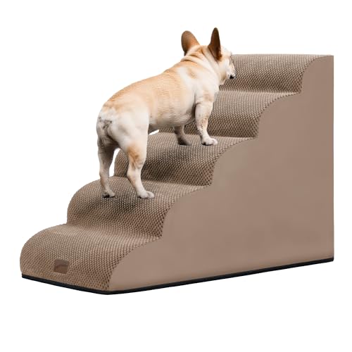 Ramp Dog Stairs for High Beds 22.6" H (Camel / 5-Step (33"D x 15.7"W x 22.6"H))