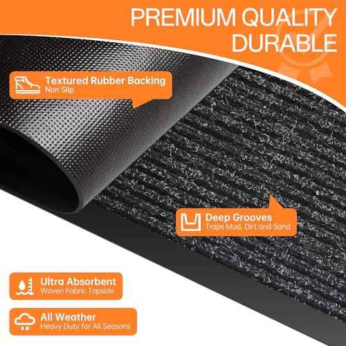 Indoor Outdoor Door Mat (Black Striped / 3' x 4' (Rectangular))